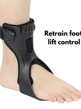 Black Ankle Foot Drop Brace for Unisex - Support and Stabilization Left Foot, L